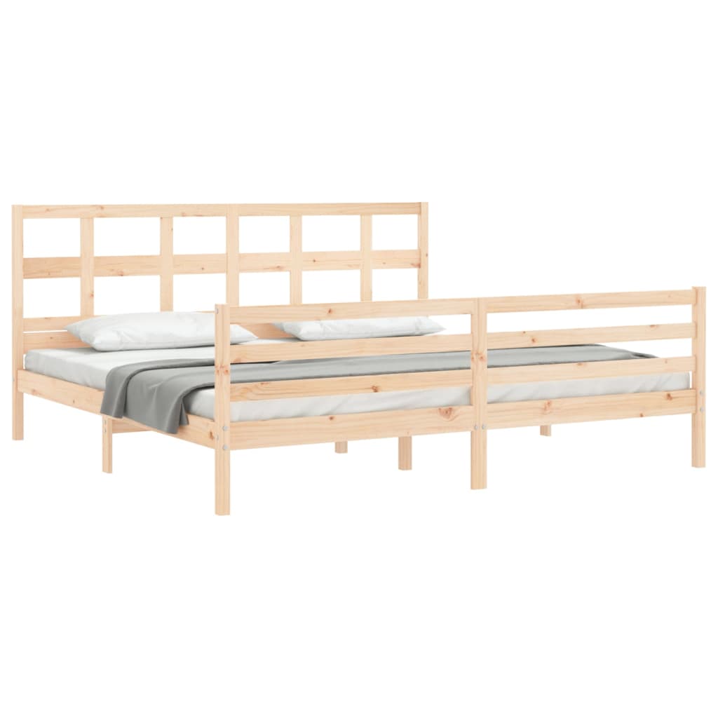 Bed Frame with Headboard Super King Size Solid Wood