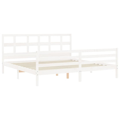 Bed Frame without Mattress White Super King Size Solid Wood