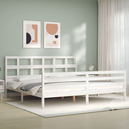 Bed Frame without Mattress White Super King Size Solid Wood