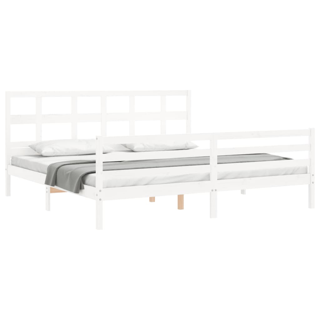 Bed Frame without Mattress White Super King Size Solid Wood