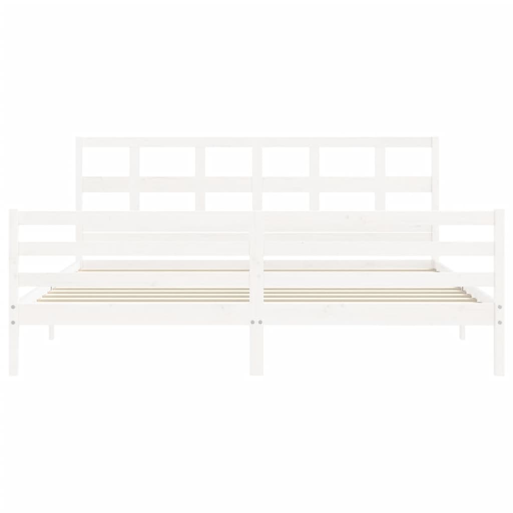 Bed Frame without Mattress White Super King Size Solid Wood