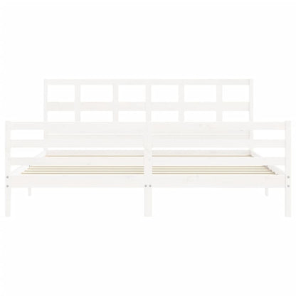 Bed Frame without Mattress White Super King Size Solid Wood