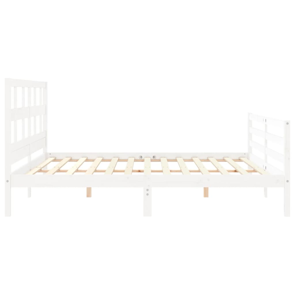 Bed Frame without Mattress White Super King Size Solid Wood