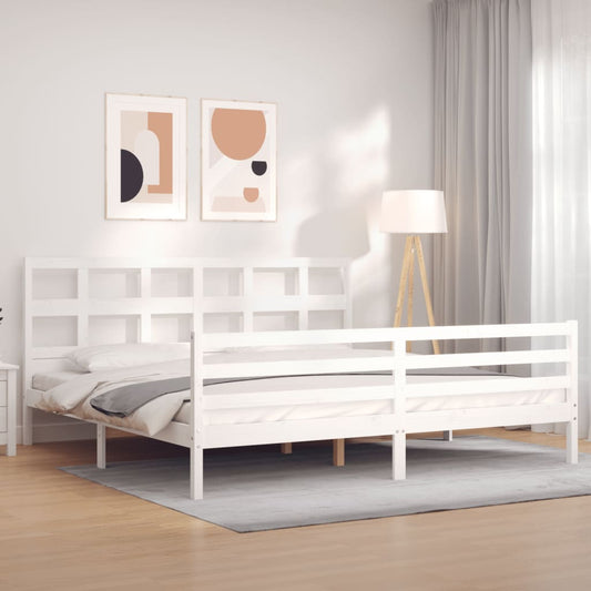 Bed Frame without Mattress White Super King Size Solid Wood