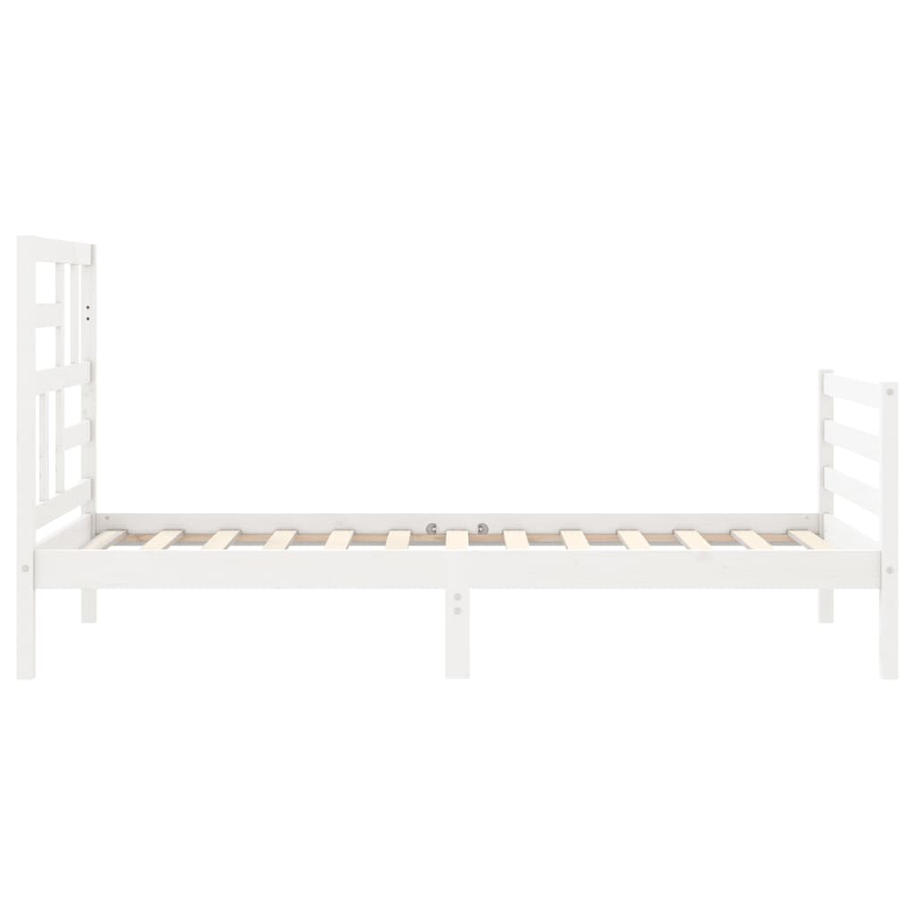 Bed Frame with Headboard White Single Solid Wood