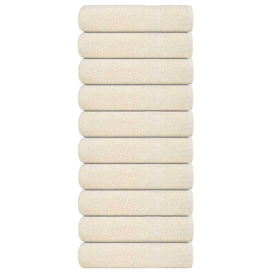 Hand Towels 10 pcs Cream 50x100 cm 360 gsm 100% Cotton