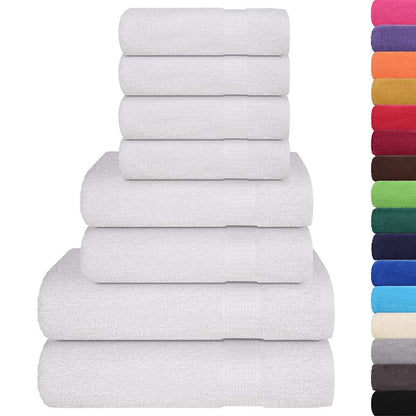 8 Piece Towel Set White 360 gsm 100% Cotton