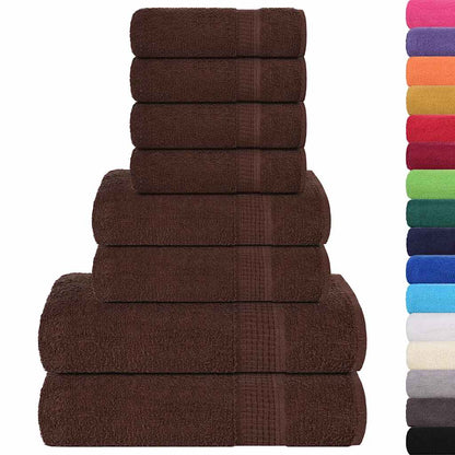 8 Piece Towel Set Brown 360 gsm 100% Cotton