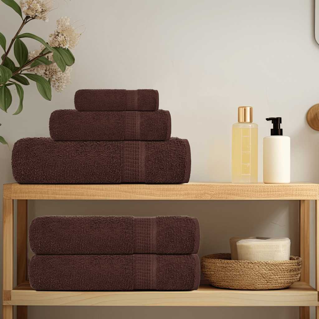 8 Piece Towel Set Brown 360 gsm 100% Cotton