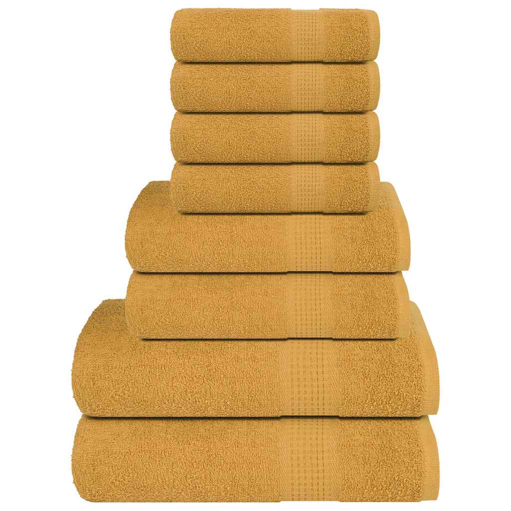 8 Piece Towel Set Gold 360 gsm 100% Cotton