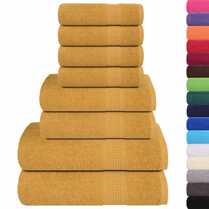 8 Piece Towel Set Gold 360 gsm 100% Cotton