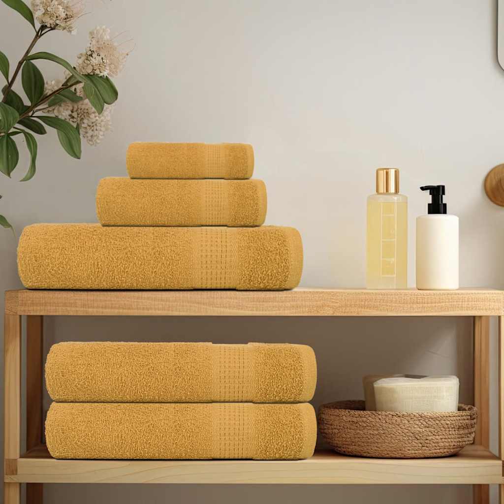 8 Piece Towel Set Gold 360 gsm 100% Cotton