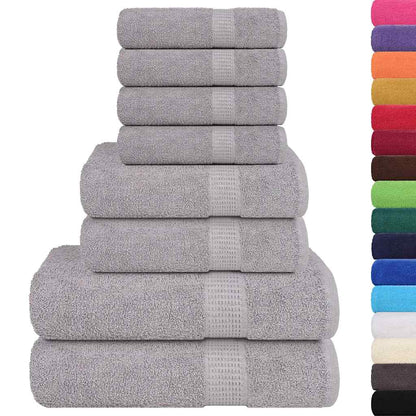 8 Piece Towel Set Grey 360 gsm 100% Cotton