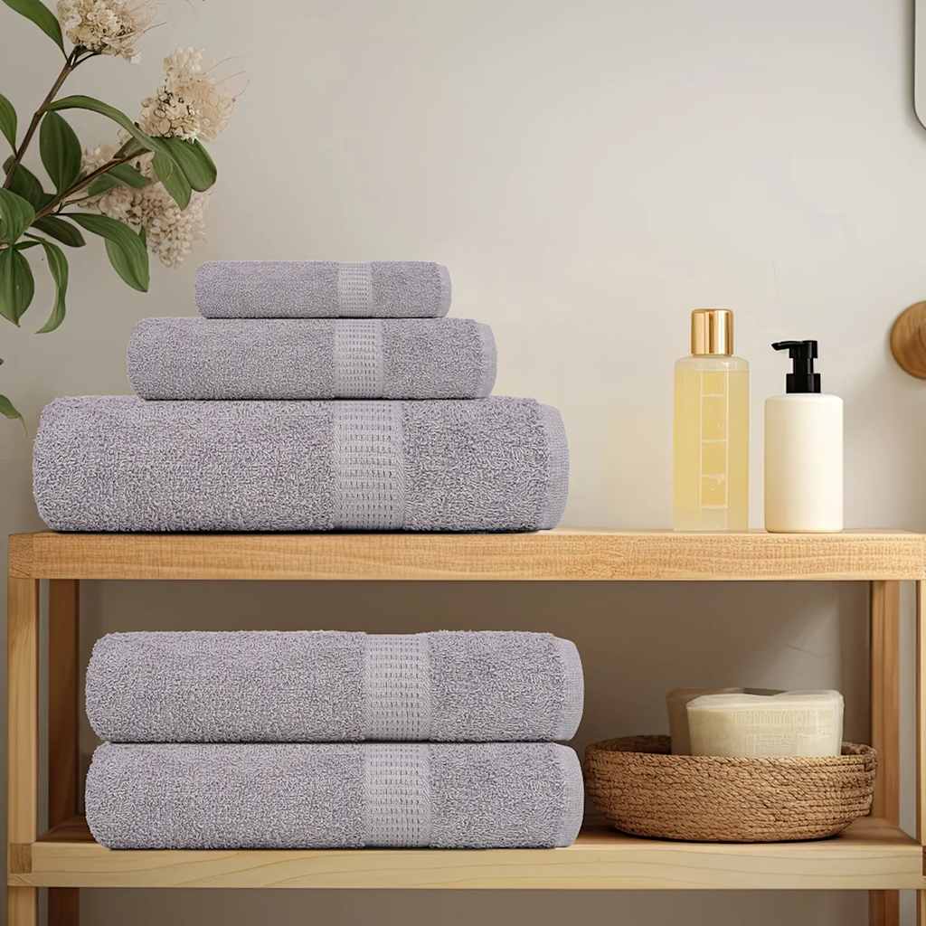 8 Piece Towel Set Grey 360 gsm 100% Cotton