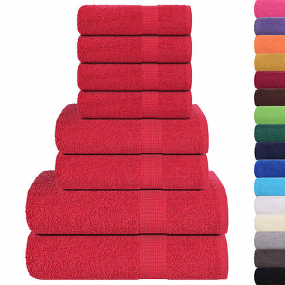 8 Piece Towel Set Red 360 gsm 100% Cotton