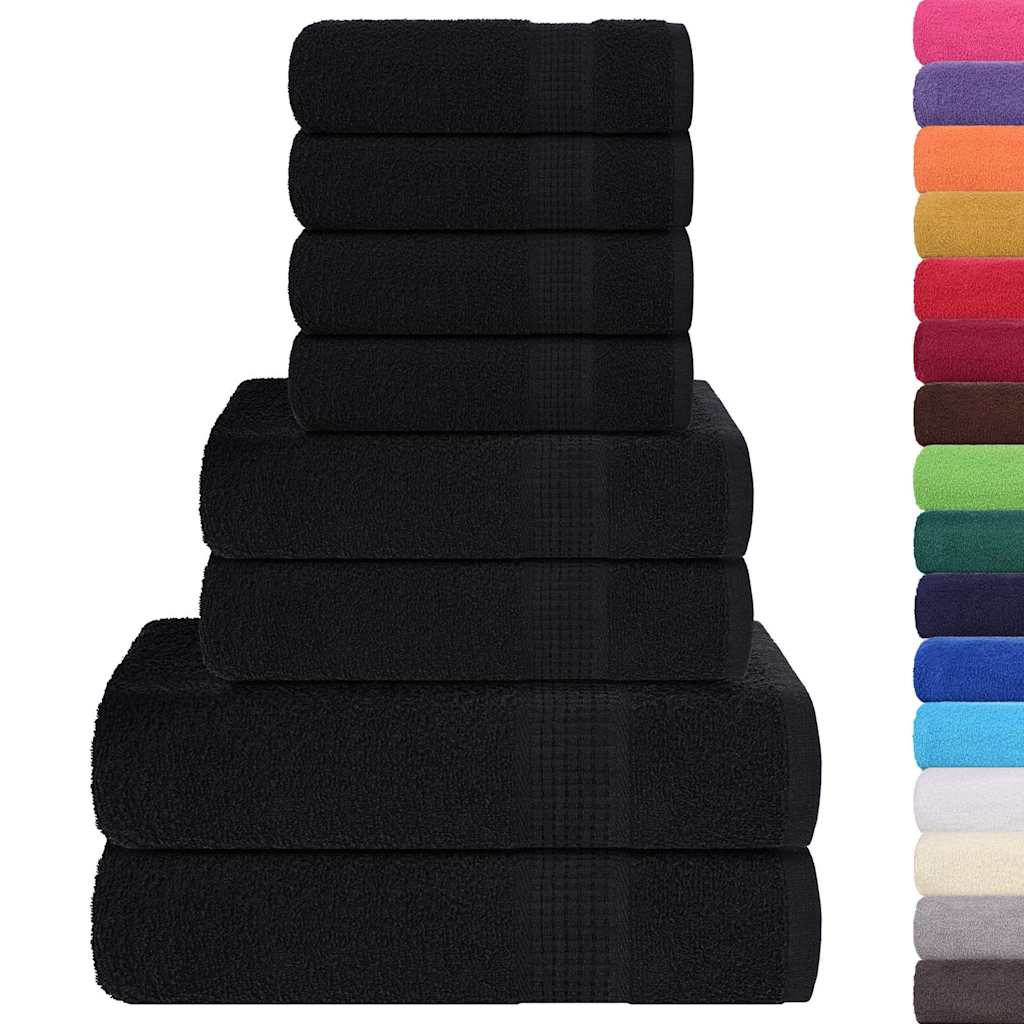 8 Piece Towel Set Black 360 gsm 100% Cotton