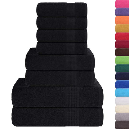 8 Piece Towel Set Black 360 gsm 100% Cotton