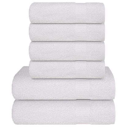 6 Piece Towel Set White 360 gsm 100% Cotton