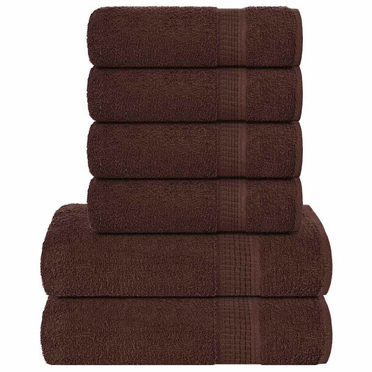 6 Piece Towel Set Brown 360 gsm 100% Cotton