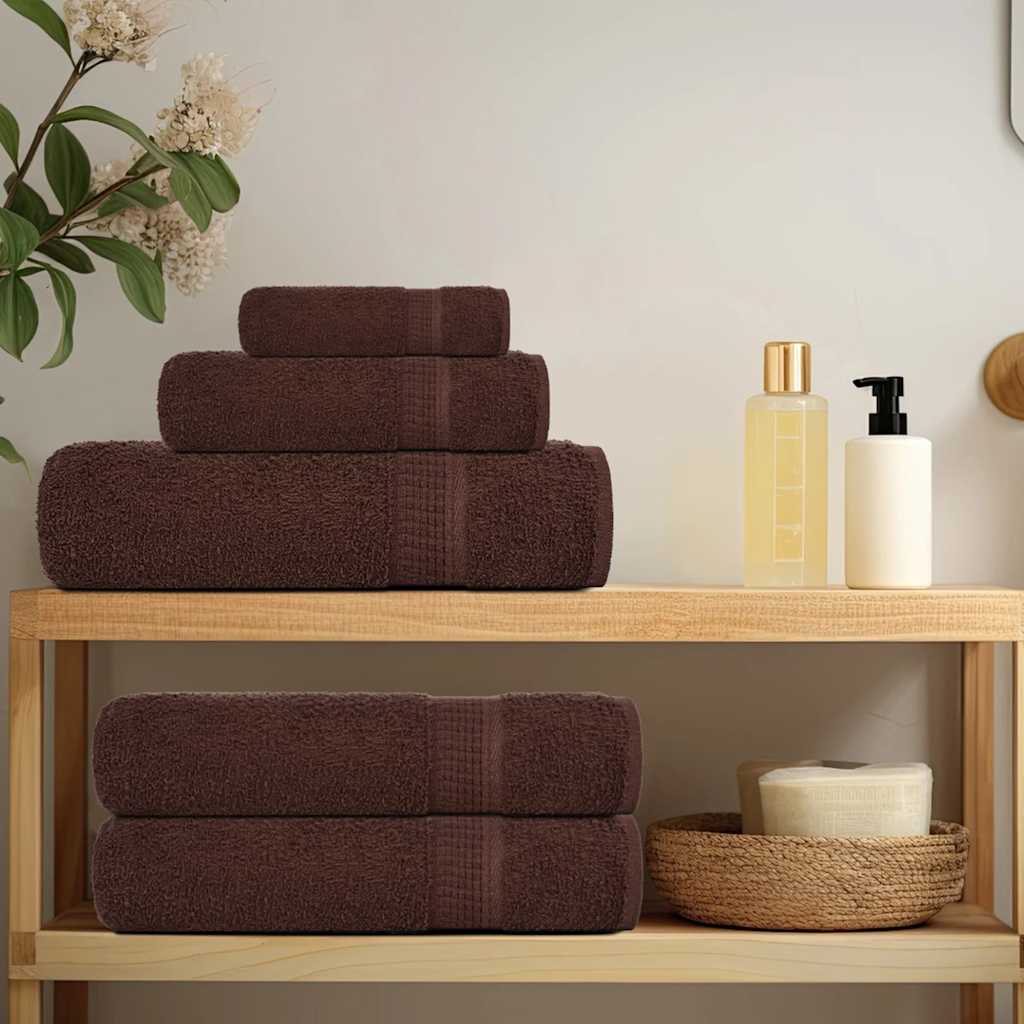 6 Piece Towel Set Brown 360 gsm 100% Cotton