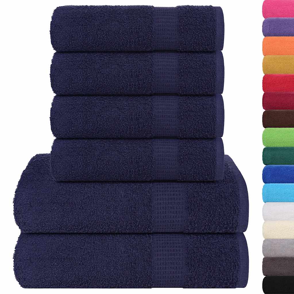 6 Piece Towel Set Navy Blue 360 gsm 100% Cotton