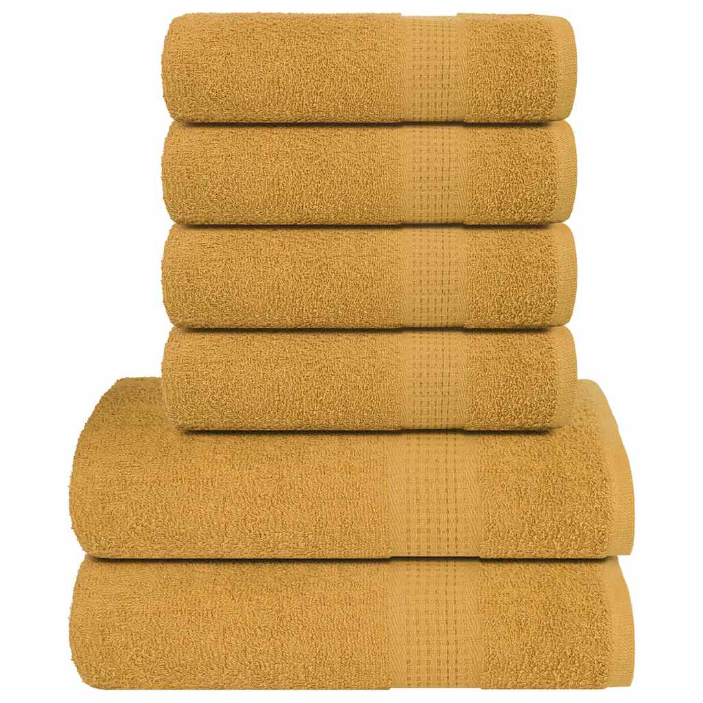 6 Piece Towel Set Gold 360 gsm 100% Cotton