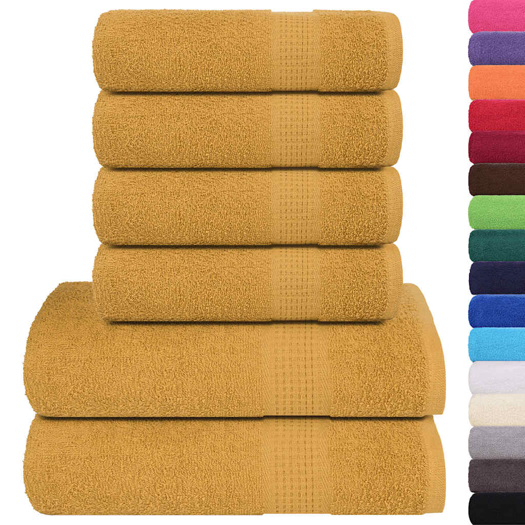 6 Piece Towel Set Gold 360 gsm 100% Cotton