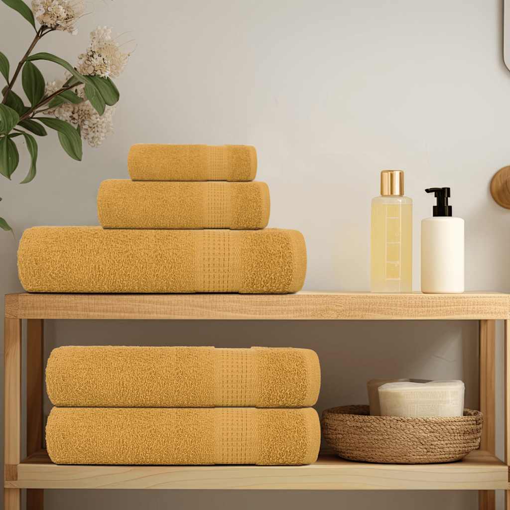 6 Piece Towel Set Gold 360 gsm 100% Cotton