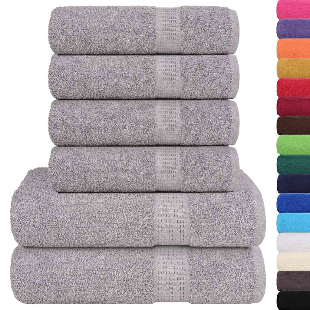 6 Piece Towel Set Grey 360 gsm 100% Cotton