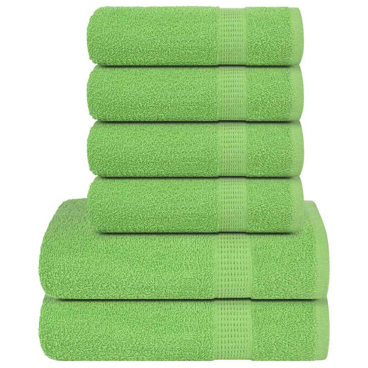 6 Piece Towel Set Green 360 gsm 100% Cotton