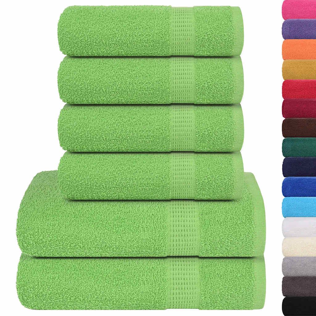 6 Piece Towel Set Green 360 gsm 100% Cotton