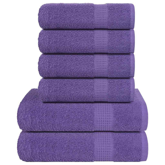 6 Piece Towel Set Purple 360 gsm 100% Cotton