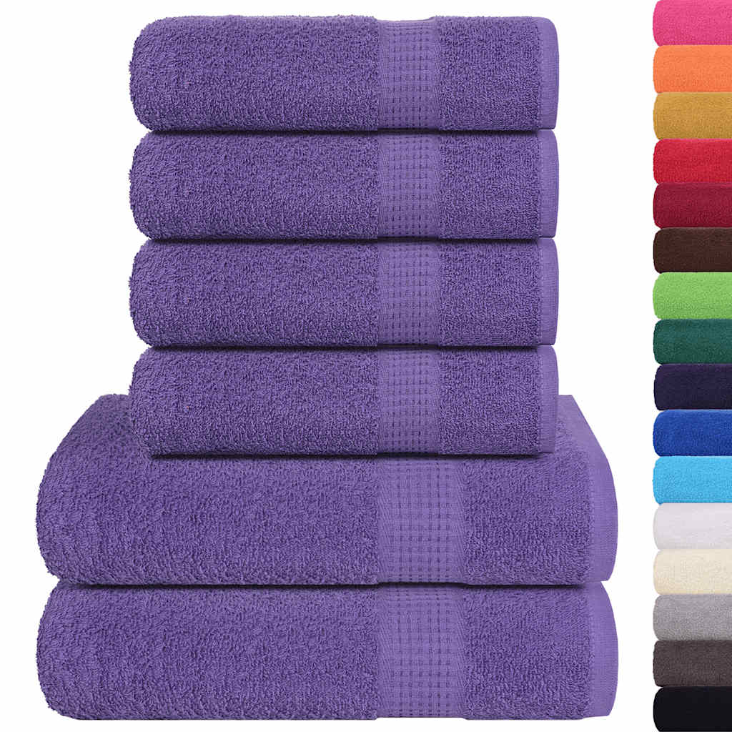 6 Piece Towel Set Purple 360 gsm 100% Cotton