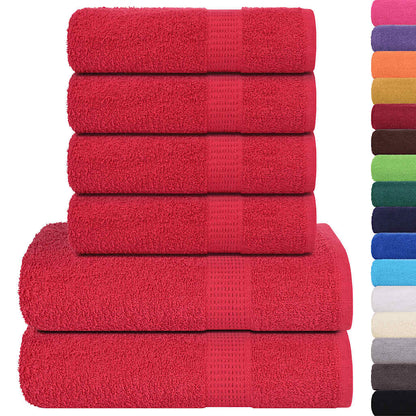 6 Piece Towel Set Red 360 gsm 100% Cotton