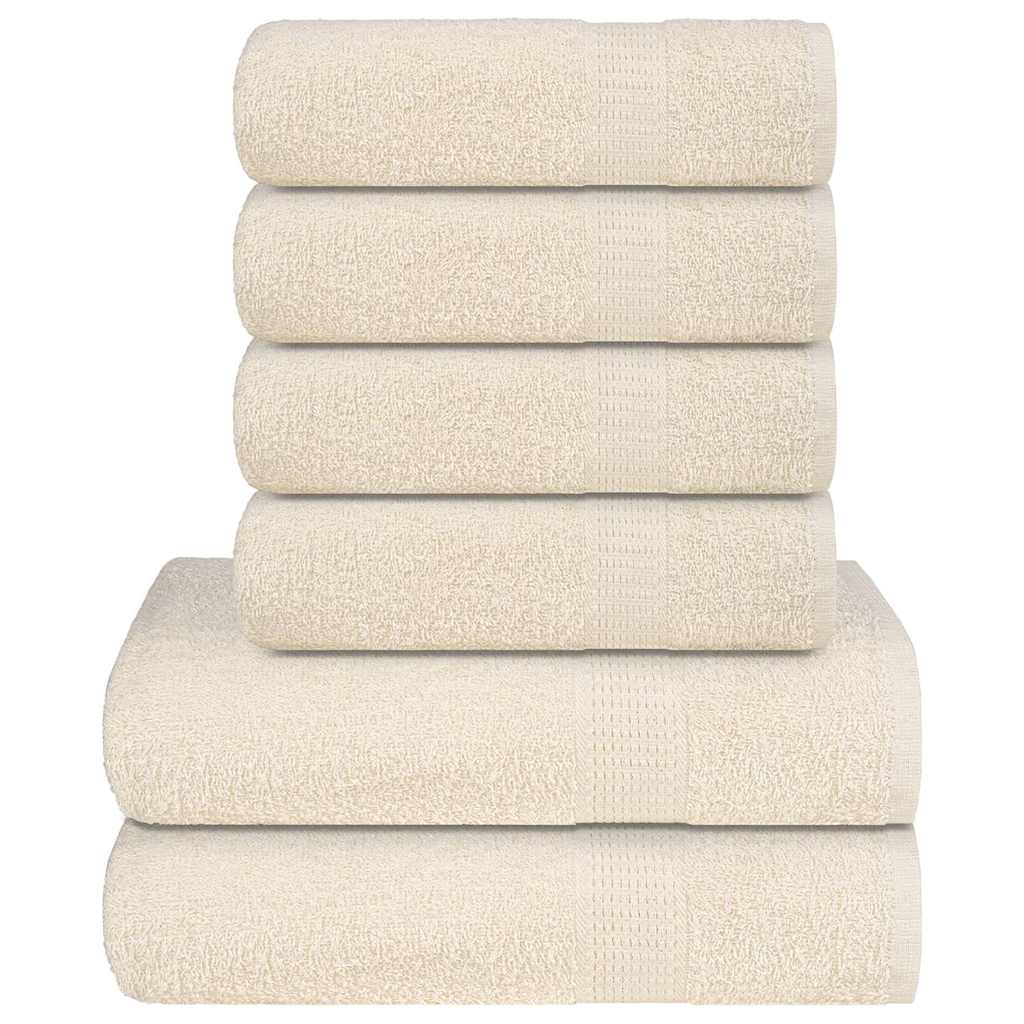 6 Piece Towel Set Cream 360 gsm 100% Cotton