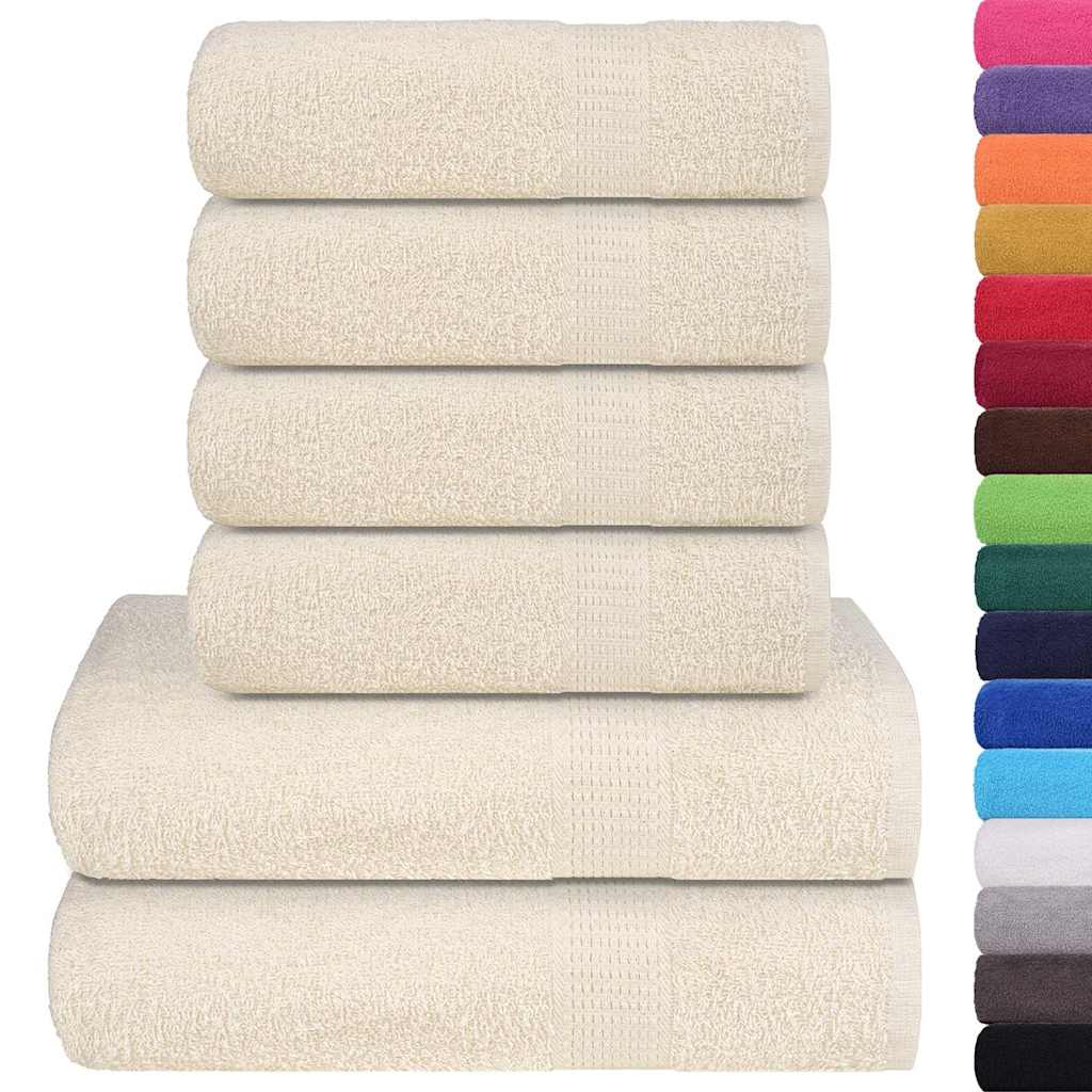 6 Piece Towel Set Cream 360 gsm 100% Cotton