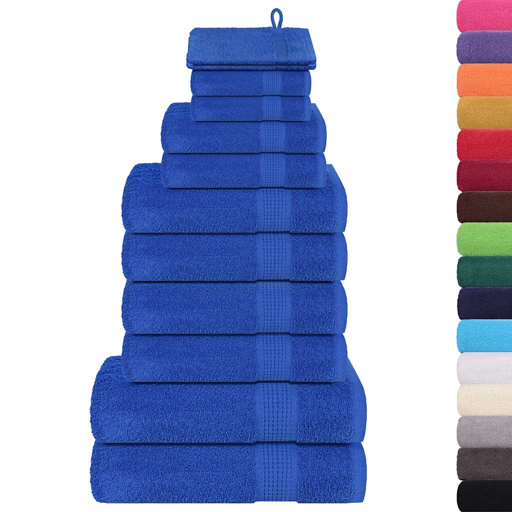 12 Piece Towel Set Blue 360 gsm 100% Cotton