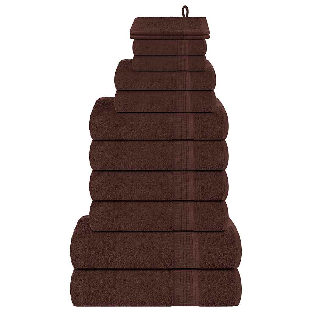 12 Piece Towel Set Brown 360 gsm 100% Cotton