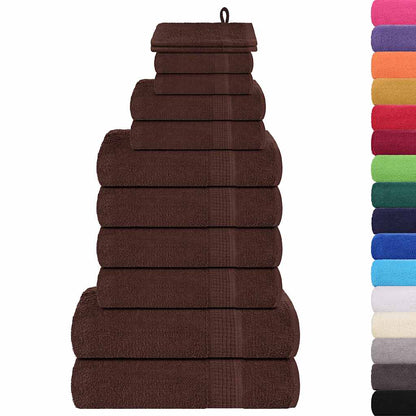 12 Piece Towel Set Brown 360 gsm 100% Cotton