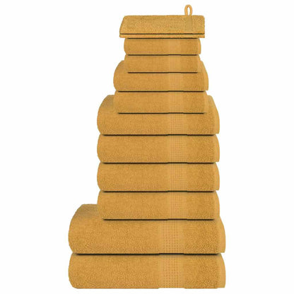 12 Piece Towel Set Gold 360 gsm 100% Cotton