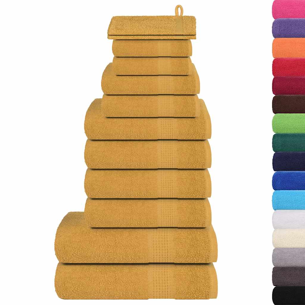 12 Piece Towel Set Gold 360 gsm 100% Cotton