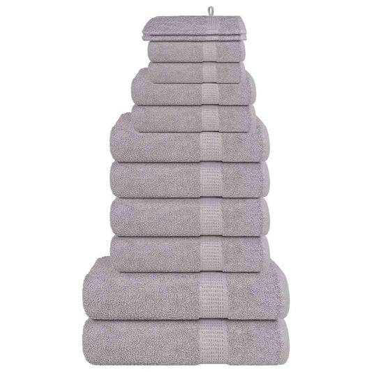 12 Piece Towel Set Grey 360 gsm 100% Cotton