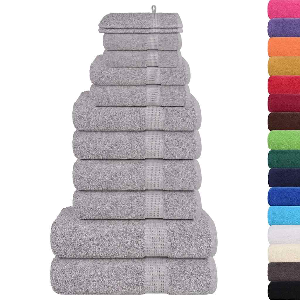 12 Piece Towel Set Grey 360 gsm 100% Cotton