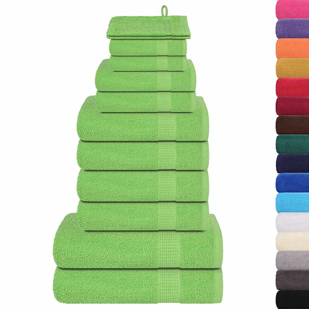 12 Piece Towel Set Green 360 gsm 100% Cotton