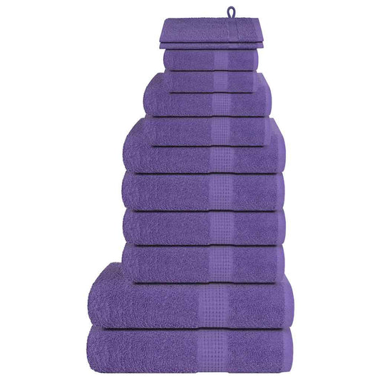 12 Piece Towel Set Purple 360 gsm 100% Cotton