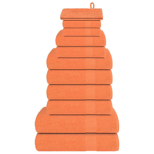 12 Piece Towel Set Orange 360 gsm 100% Cotton