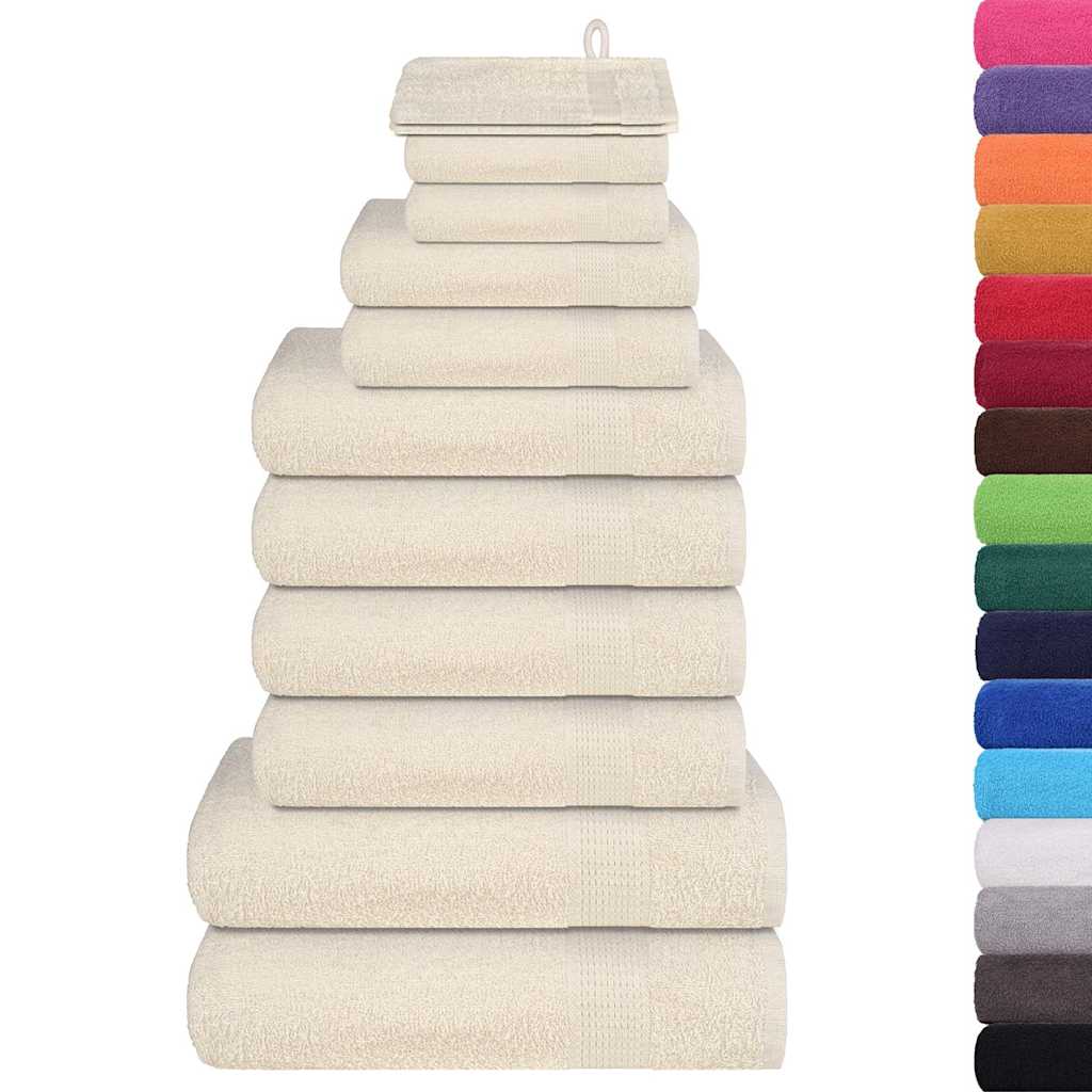 12 Piece Towel Set Cream 360 gsm 100% Cotton