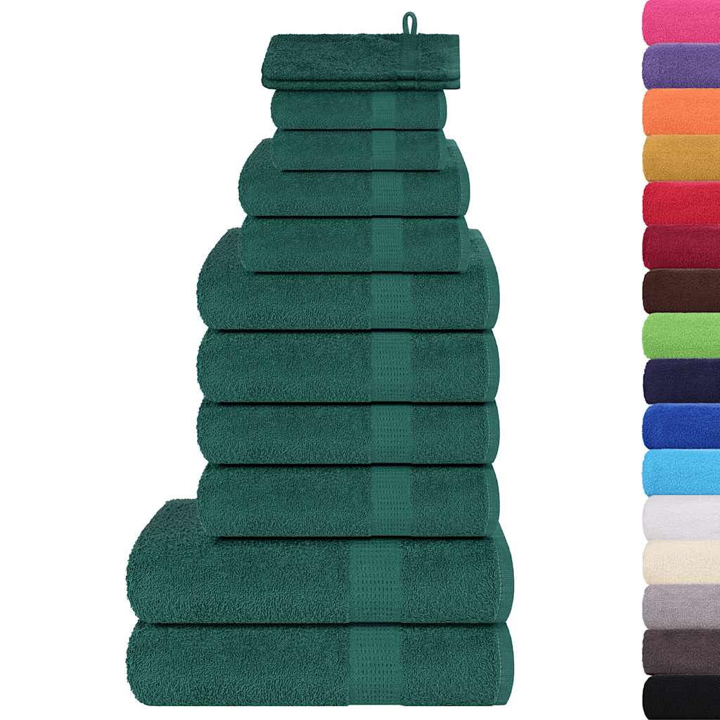 12 Piece Towel Set Apple Green 360 gsm 100% Cotton