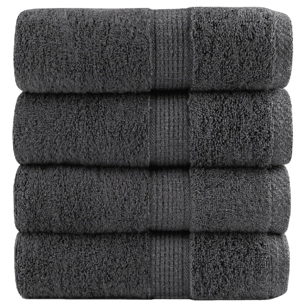 Premium Guest Towels 4pcs Anthracite 30x50cm 600gsm 100% Cotton