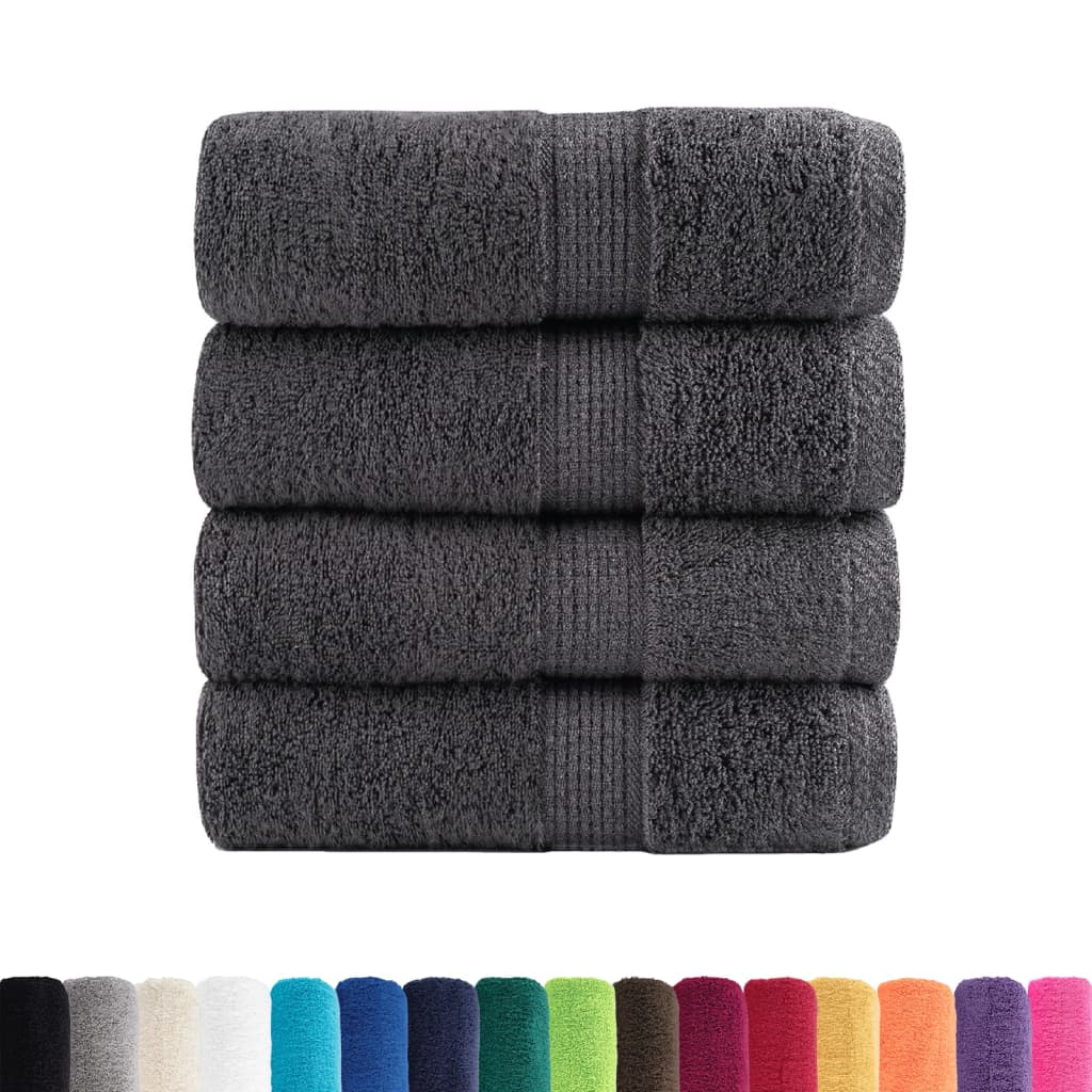 Premium Guest Towels 4pcs Anthracite 30x50cm 600gsm 100% Cotton